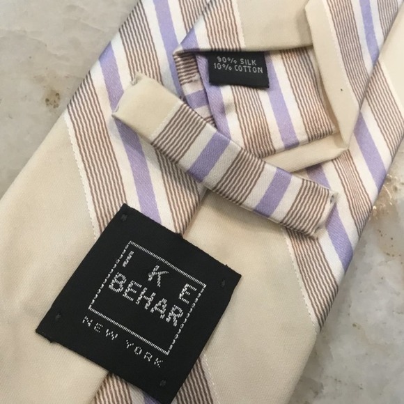 I K E BEHAR SILK/COTTON TIE - Picture 3 of 4